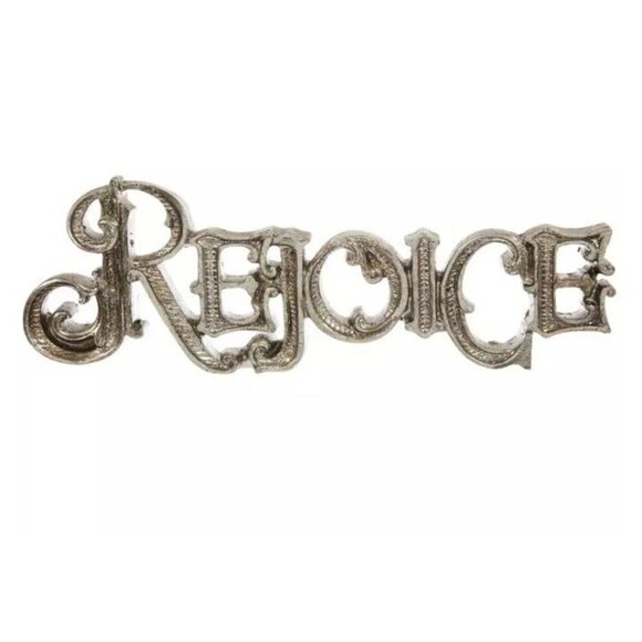 Hobby Lobby Silver Rejoice Resin Tabletop Decor Traditional Christmas - Picture 1 of 7